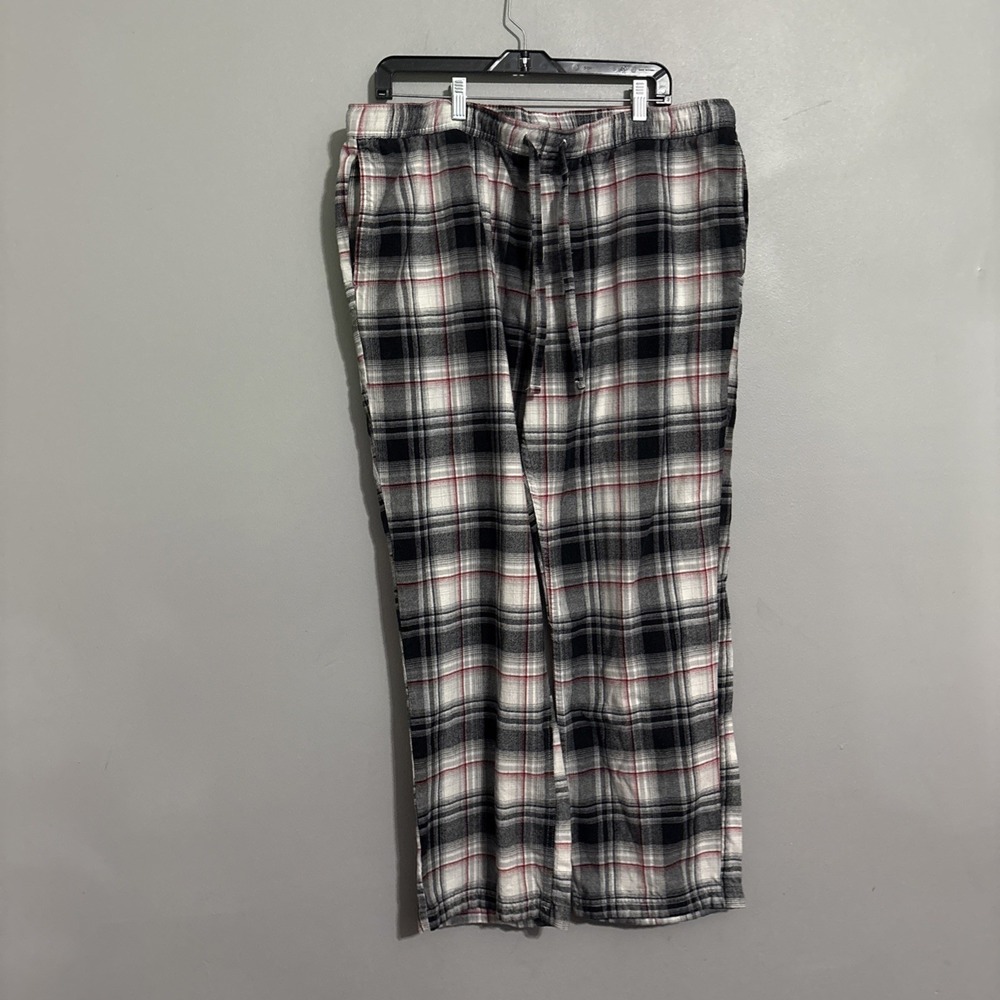 Eddie Bauer Men's Black Red White Plaid Drawstring Pajama Lounge Pants Size XL